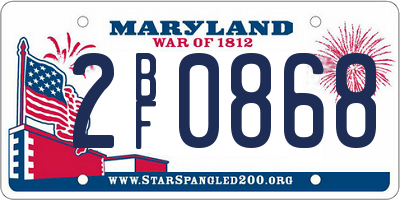 MD license plate 2BF0868