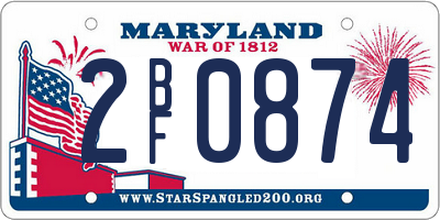 MD license plate 2BF0874