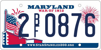 MD license plate 2BF0876