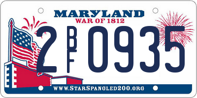 MD license plate 2BF0935