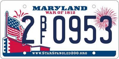 MD license plate 2BF0953