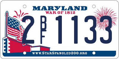 MD license plate 2BF1133