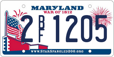 MD license plate 2BF1205