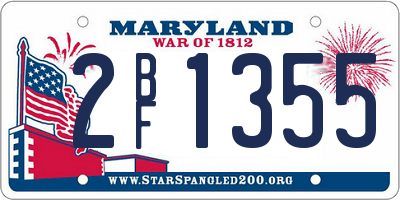 MD license plate 2BF1355