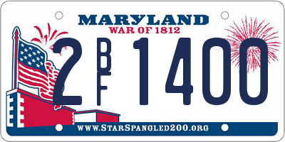 MD license plate 2BF1400