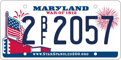MD license plate 2BF2057