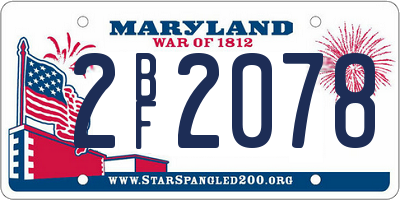 MD license plate 2BF2078