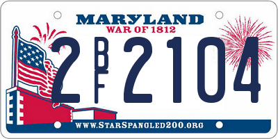 MD license plate 2BF2104