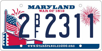 MD license plate 2BF2311