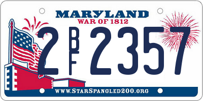 MD license plate 2BF2357