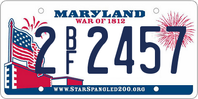 MD license plate 2BF2457