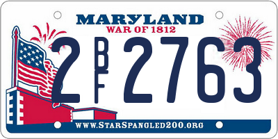 MD license plate 2BF2763