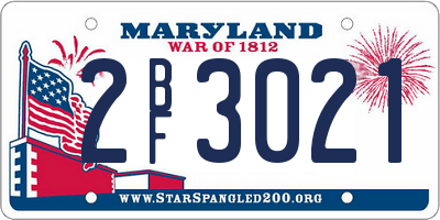 MD license plate 2BF3021
