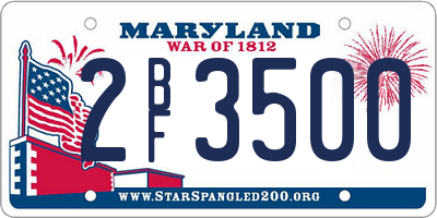 MD license plate 2BF3500