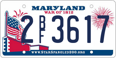 MD license plate 2BF3617