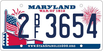 MD license plate 2BF3654