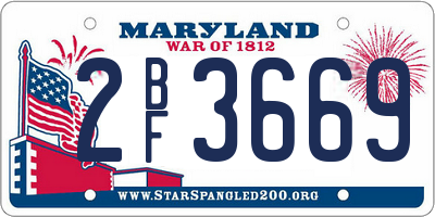 MD license plate 2BF3669
