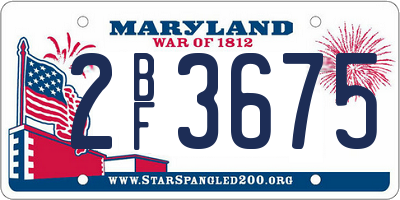 MD license plate 2BF3675