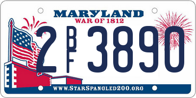 MD license plate 2BF3890
