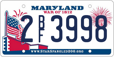 MD license plate 2BF3998