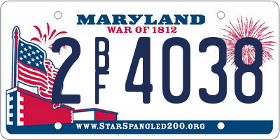 MD license plate 2BF4038