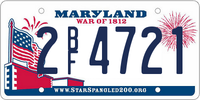 MD license plate 2BF4721