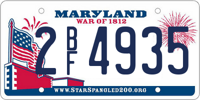MD license plate 2BF4935