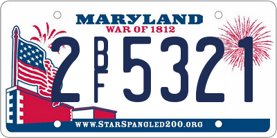 MD license plate 2BF5321