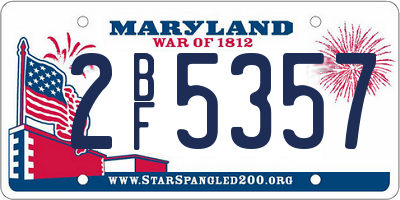 MD license plate 2BF5357