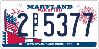 MD license plate 2BF5377