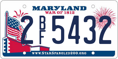 MD license plate 2BF5432