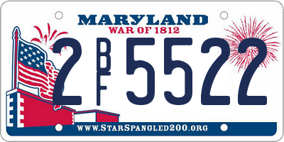 MD license plate 2BF5522