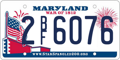 MD license plate 2BF6076