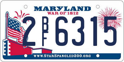 MD license plate 2BF6315