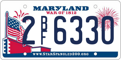 MD license plate 2BF6330