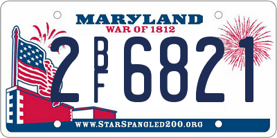 MD license plate 2BF6821