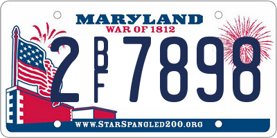 MD license plate 2BF7898