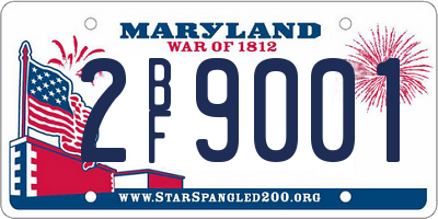 MD license plate 2BF9001