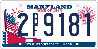 MD license plate 2BF9181
