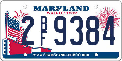 MD license plate 2BF9384