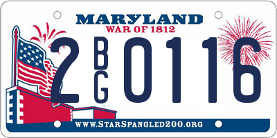 MD license plate 2BG0116