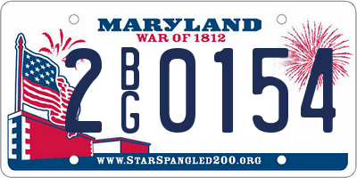MD license plate 2BG0154