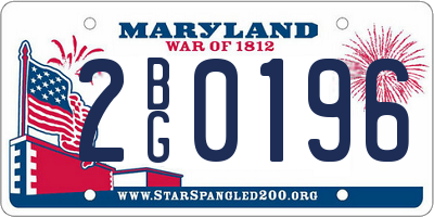 MD license plate 2BG0196