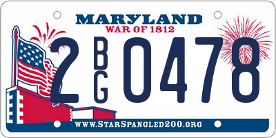 MD license plate 2BG0478