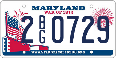 MD license plate 2BG0729