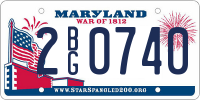 MD license plate 2BG0740