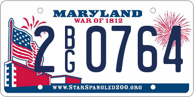 MD license plate 2BG0764