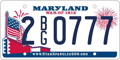 MD license plate 2BG0777