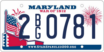 MD license plate 2BG0781