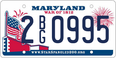 MD license plate 2BG0995